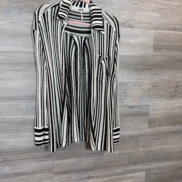 Free People Black & White Striped Sequin Knit Cardigan - Size XS - Picture 7 of 7